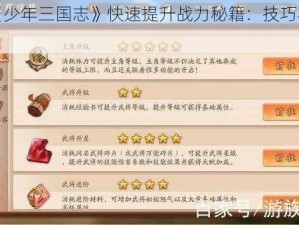 探秘《少年三国志》快速提升战力秘籍：技巧与策略分享