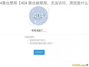 404黄台禁用【404 黄台被禁用，无法访问，原因是什么？】