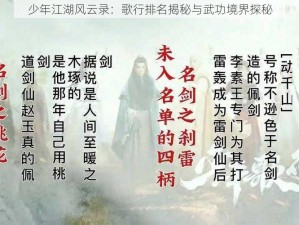 少年江湖风云录：歌行排名揭秘与武功境界探秘