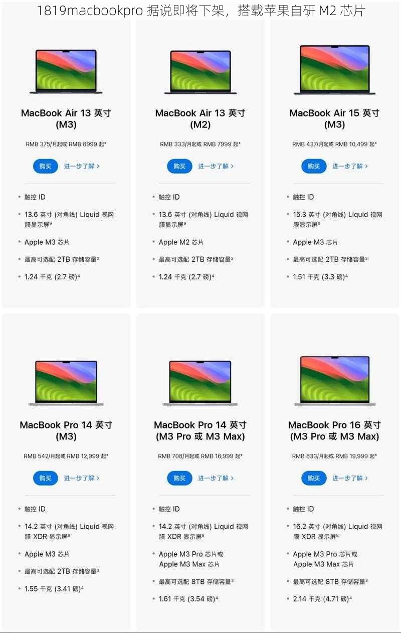 1819macbookpro 据说即将下架，搭载苹果自研 M2 芯片