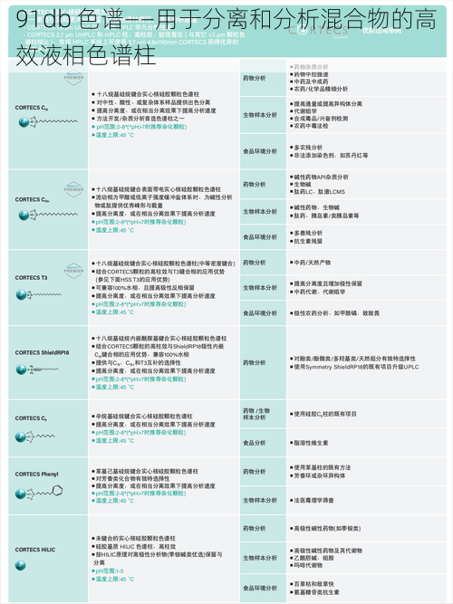 91db 色谱——用于分离和分析混合物的高效液相色谱柱