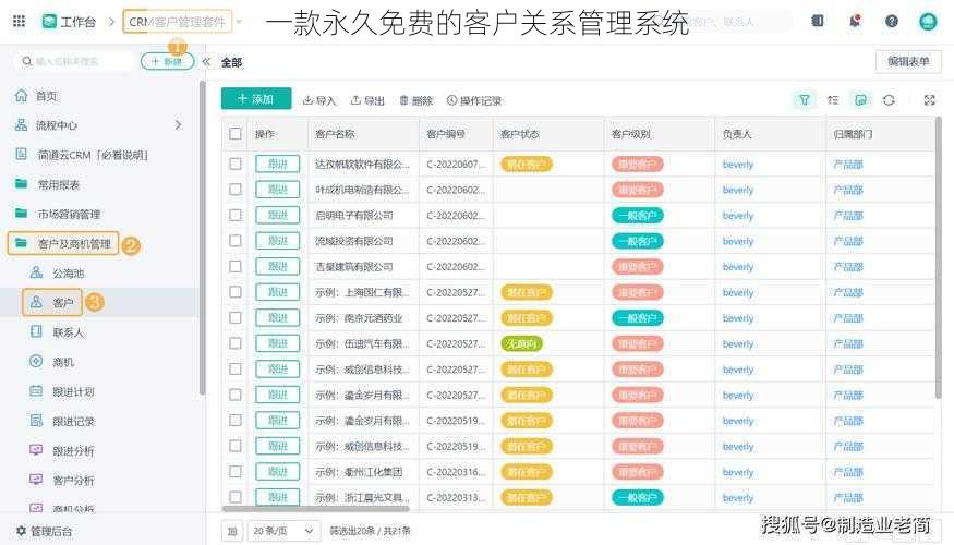 一款永久免费的客户关系管理系统