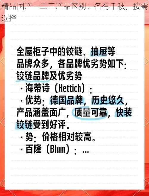 精品国产一二三产品区别：各有千秋，按需选择