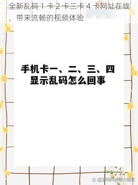 全新乱码 1 卡 2 卡三卡 4 卡网址在线，带来流畅的视频体验