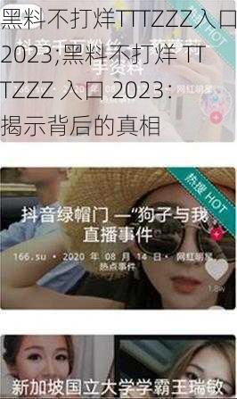 黑料不打烊TTTZZZ入口2023;黑料不打烊 TTTZZZ 入口 2023：揭示背后的真相