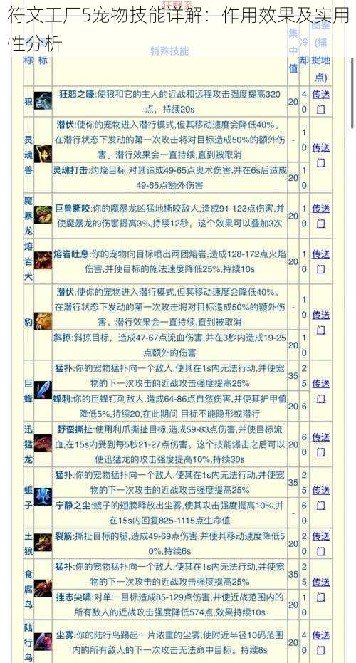 符文工厂5宠物技能详解：作用效果及实用性分析