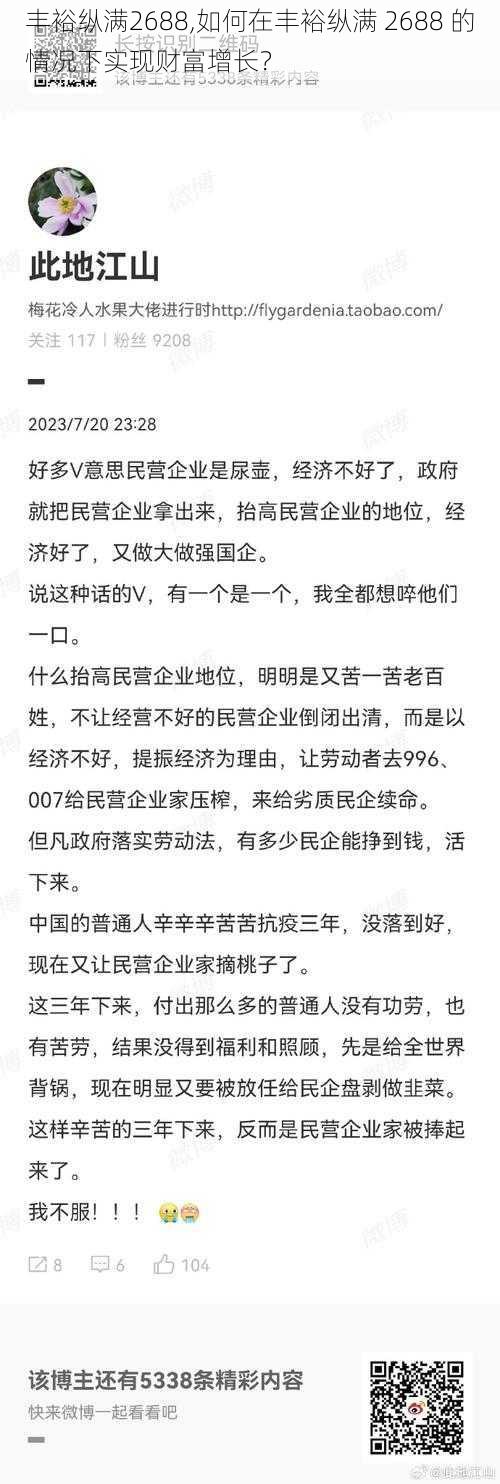 丰裕纵满2688,如何在丰裕纵满 2688 的情况下实现财富增长？