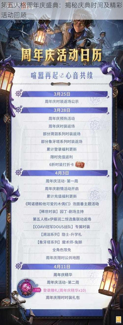 第五人格周年庆盛典：揭秘庆典时间及精彩活动回顾