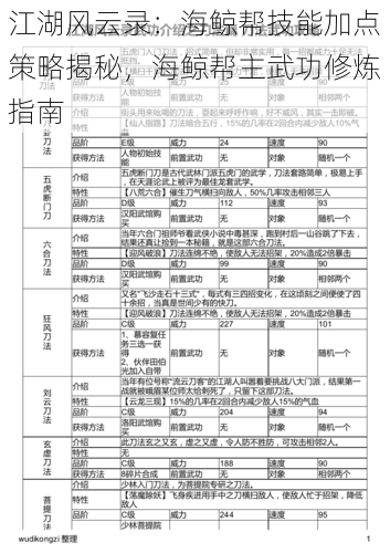 江湖风云录：海鲸帮技能加点策略揭秘，海鲸帮主武功修炼指南