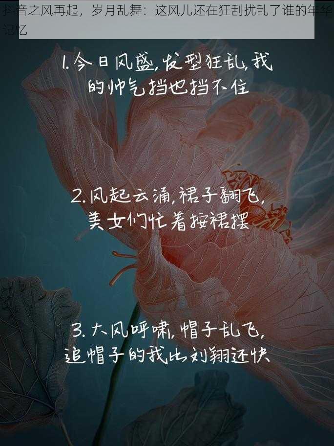 抖音之风再起，岁月乱舞：这风儿还在狂刮扰乱了谁的年华记忆