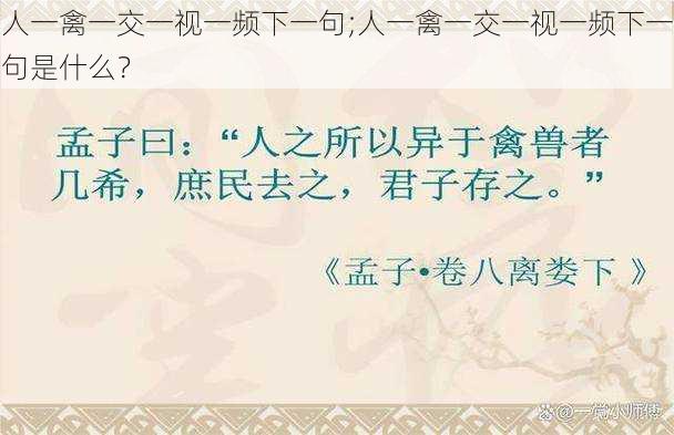 人一禽一交一视一频下一句;人一禽一交一视一频下一句是什么？