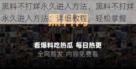 黑料不打烊永久进入方法、黑料不打烊永久进入方法：详细教程，轻松掌握