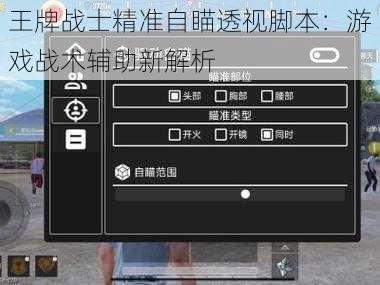 王牌战士精准自瞄透视脚本：游戏战术辅助新解析