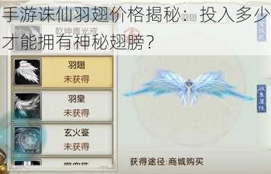 手游诛仙羽翅价格揭秘：投入多少才能拥有神秘翅膀？