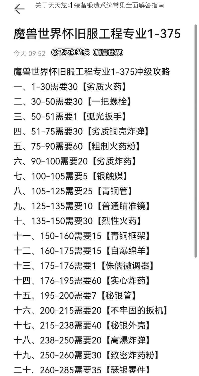 关于天天炫斗装备锻造系统常见全面解答指南