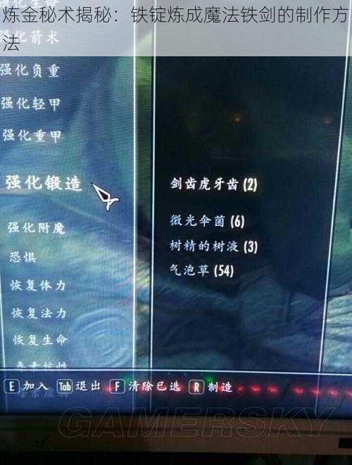 炼金秘术揭秘：铁锭炼成魔法铁剑的制作方法