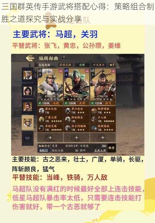 三国群英传手游武将搭配心得：策略组合制胜之道探究与实战分享