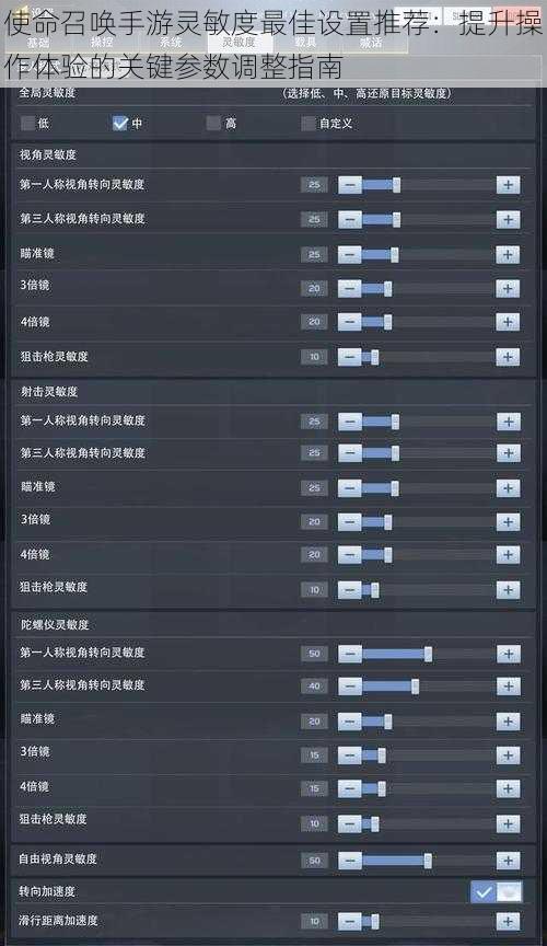 使命召唤手游灵敏度最佳设置推荐：提升操作体验的关键参数调整指南