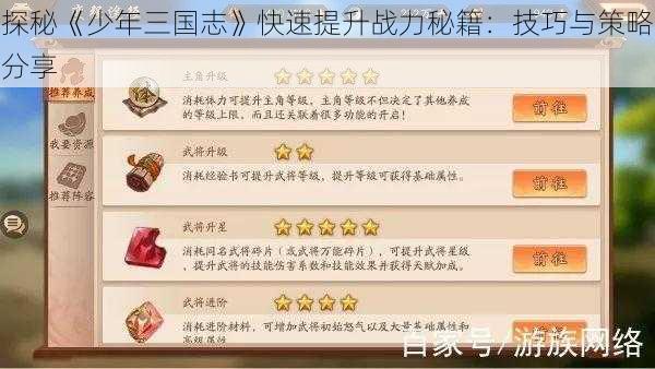 探秘《少年三国志》快速提升战力秘籍：技巧与策略分享